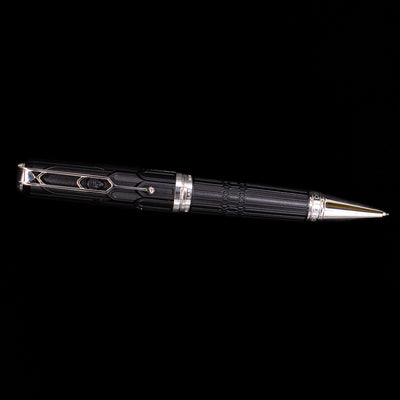 An overhead view of the Montblanc Writer's Edition Victor Hugo Limited Edition Ballpoint Pen activated.