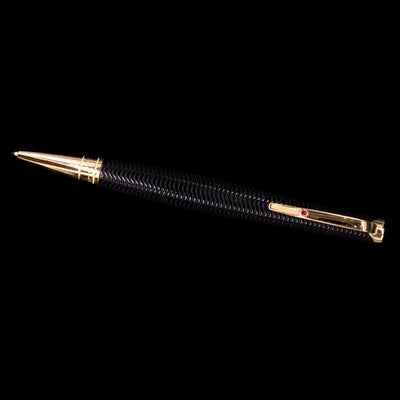 An overhead view of the Montblanc Writer's Edition Virginia Woolf Ballpoint Pen - Preowned activated.