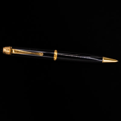 An overhead view of the Montblanc Writer's Edition Voltaire Ballpoint Pen - Preowned activated.