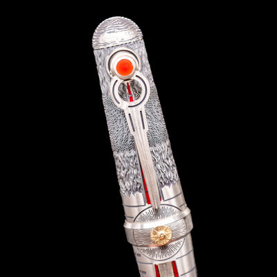 Close-up view of the cap on the Montegrappa Alchemist Ignis Fountain Pen.