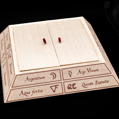 The opened lower level on the alchemic pyramid of the Montegrappa Alchemist Ignis Rollerball Pen.