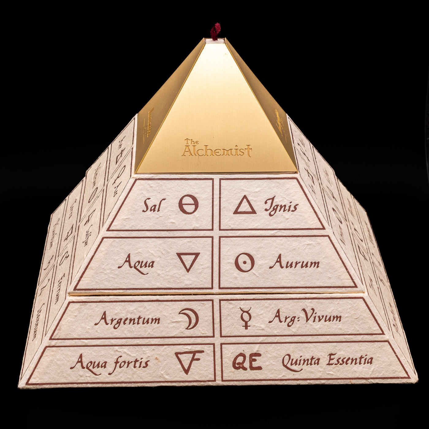 The alchemic pyramid within the box on the Montegrappa Alchemist Ignis Rollerball Pen.