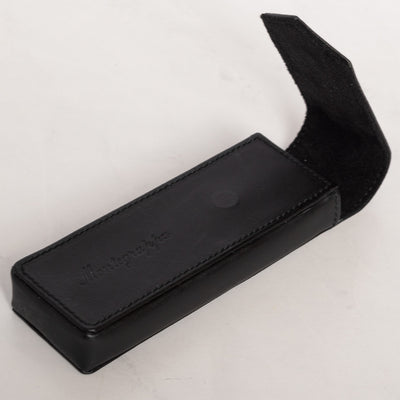 Montegrappa Black Leather with Black Stitching Two Pen Case open