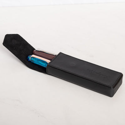 Montegrappa Black Leather with Black Stitching Two Pen Case pouch