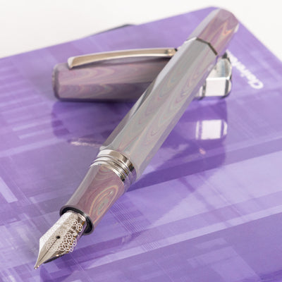 Montegrappa Extra Otto Purple Grey Ebonite Fountain Pen uncapped