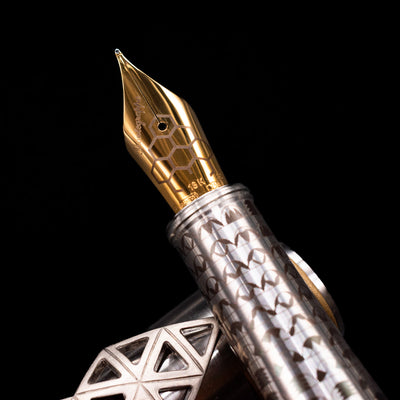  A macro shot of the nib with its intricate detailing and logo engraving for the Montegrappa Leonardo da Vinci 500th Anniversary Fountain Pen