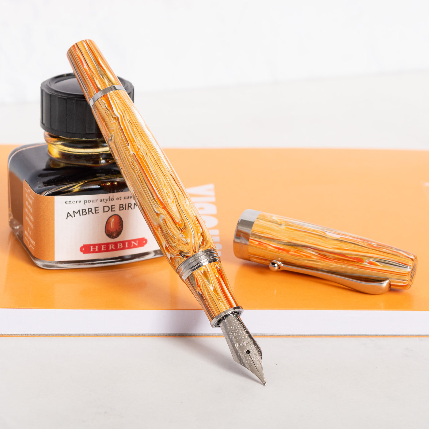 Montegrappa Miya Spice Explosion Fountain Pen uncapped