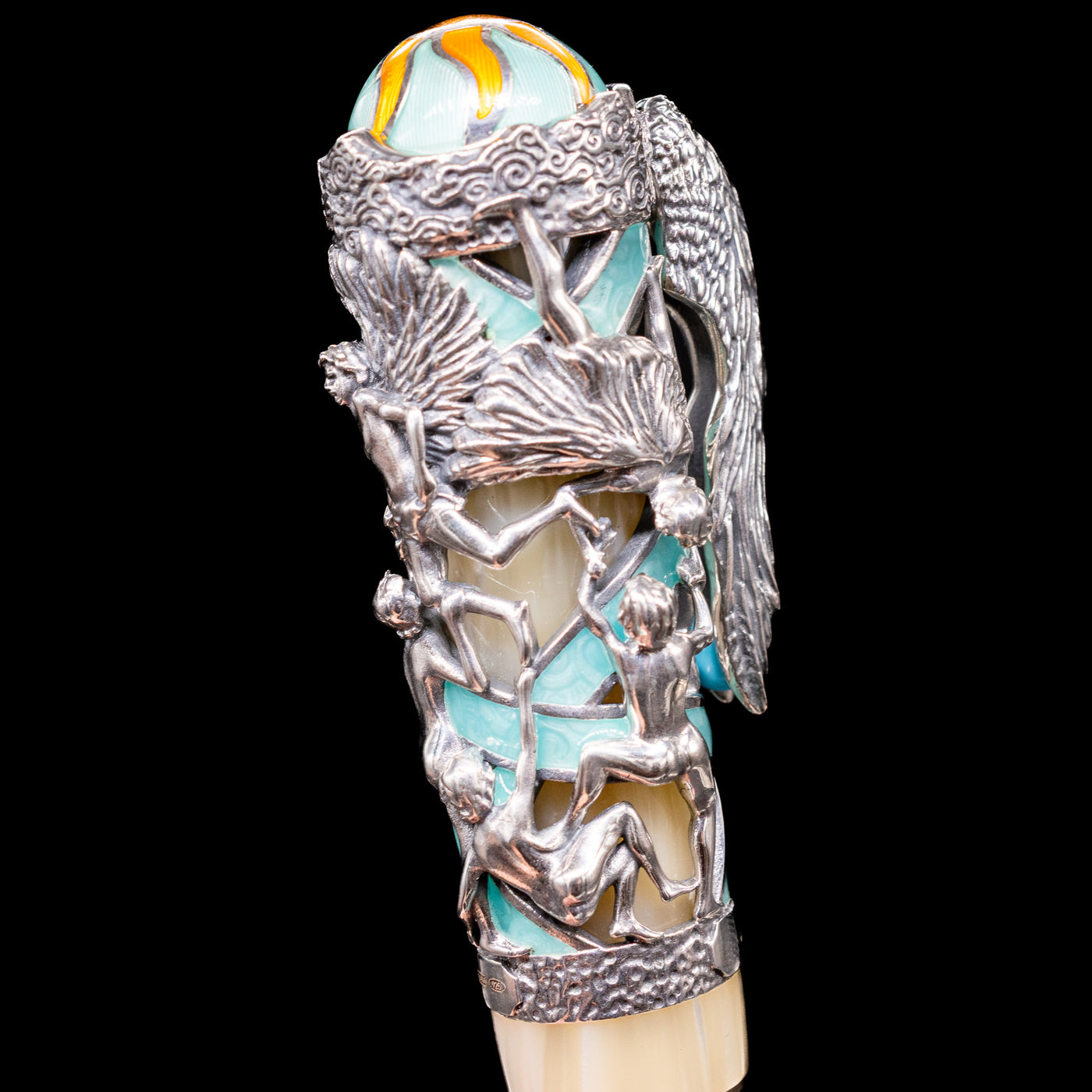 A detail shot of the cap on the Montegrappa My Guardian Angel Fountain Pen.