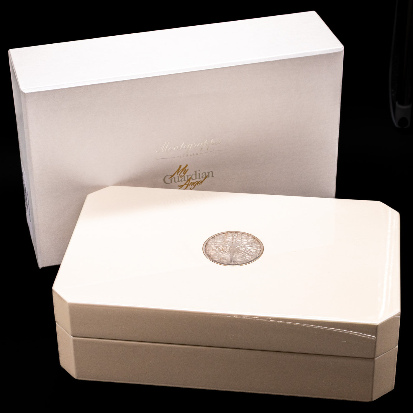 The inner lacquered box on the Montegrappa My Guardian Angel Rollerball Pen.