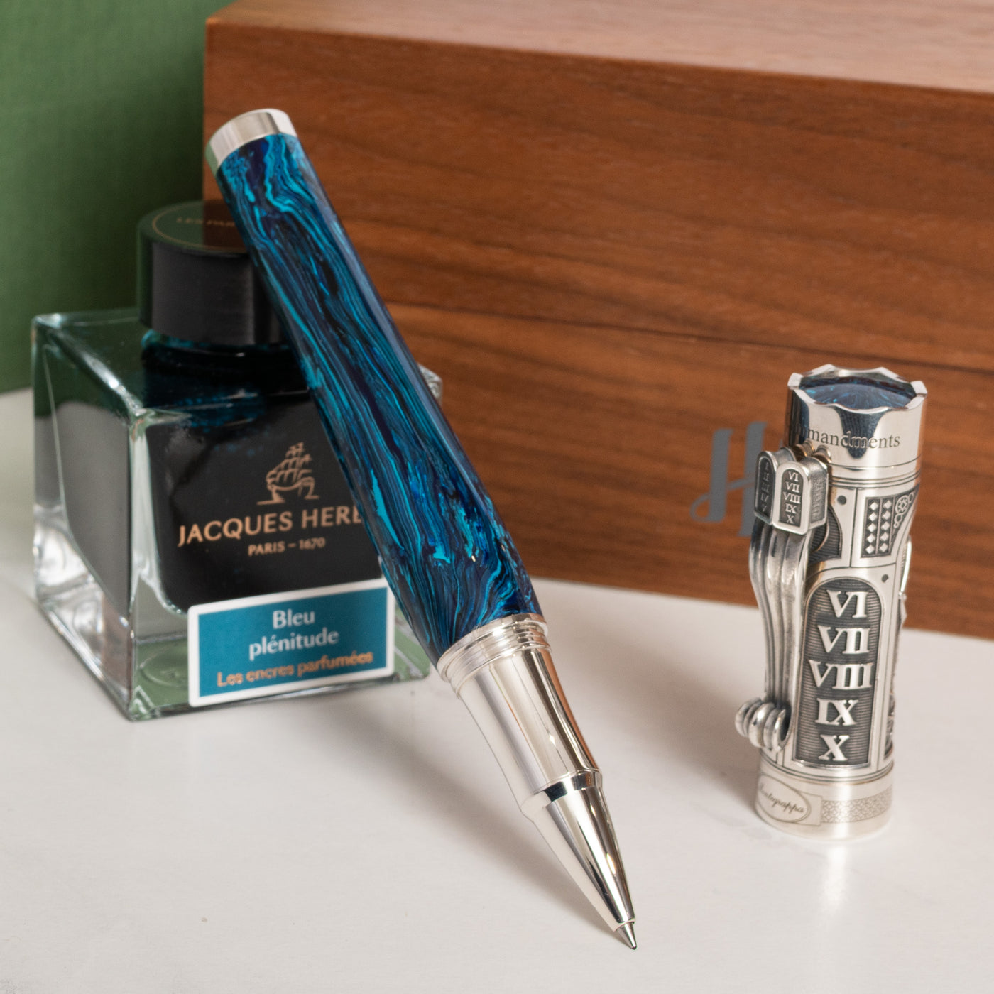 Montegrappa Ten Commandments Blue Sterling Silver Rollerball Pen
