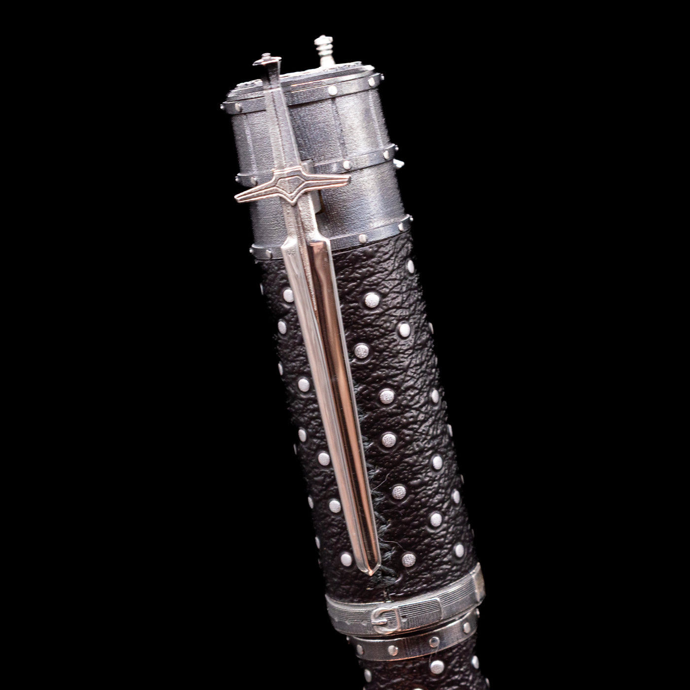 Close-up view of the cap on the Montegrappa The Witcher: Mutation Fountain Pen.