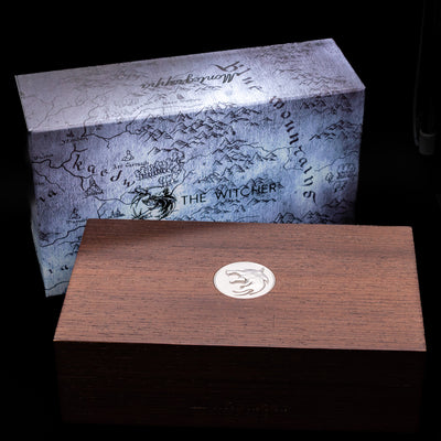 The inner and lacquered box on the Montegrappa The Witcher: Mutation Fountain Pen.
