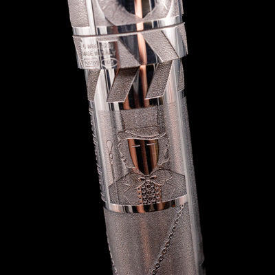 A detail shot of the willy wonka feature on the Montegrappa Warner Brothers 100th Anniversary Fountain Pen.