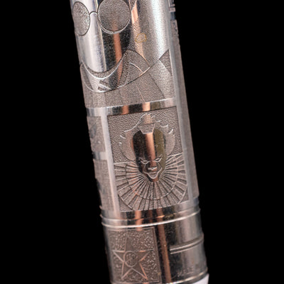 A detail shot of the It movie feature on the Montegrappa Warner Brothers 100th Anniversary Rollerball Pen.
