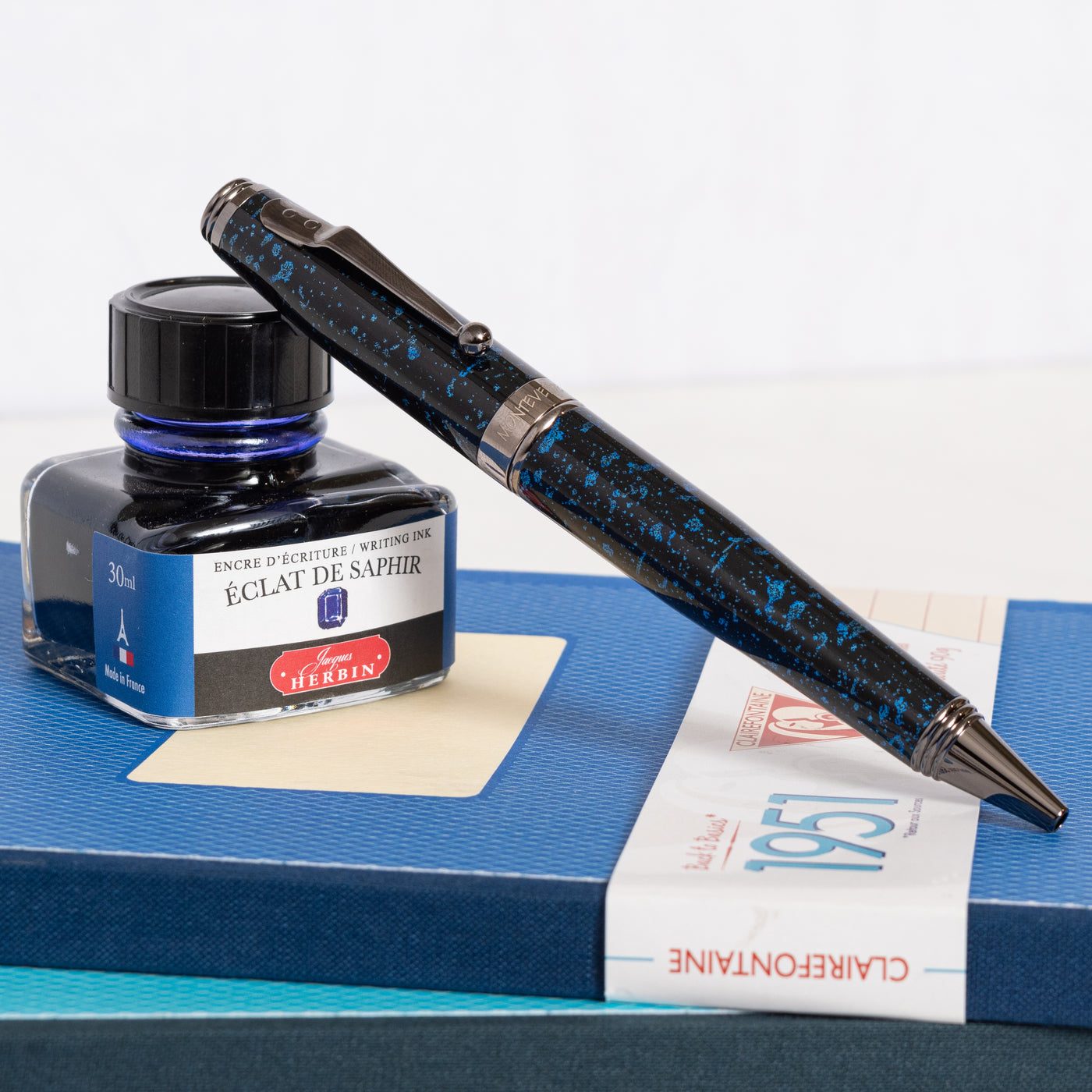 Monteverde Invincia Vega Starlight Blue Ballpoint Pen Paint Splatter