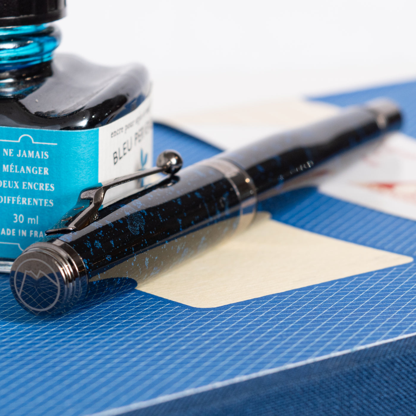 Monteverde Invincia Vega Starlight Blue Fountain Pen Cap Top