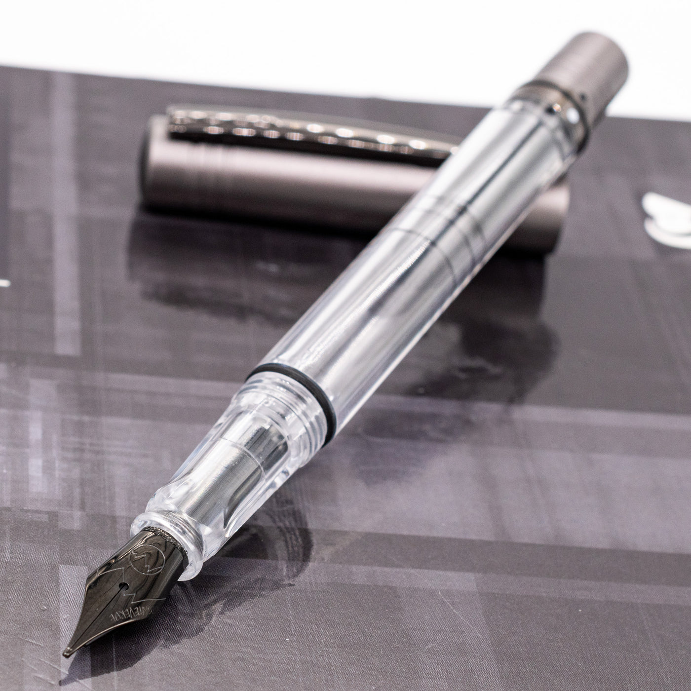 Monteverde MP1 Fountain Pen - Coal Gray uncapped
