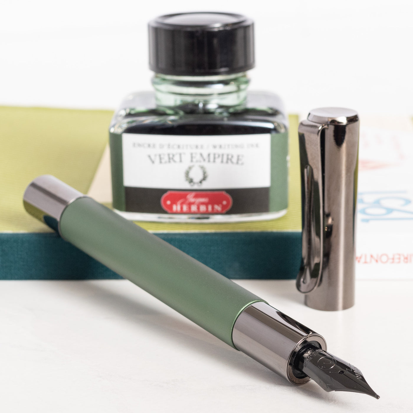 Monteverde Ritma Green Anodized Fountain Pen uncapped