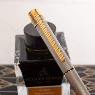 Classic Cartier Santos Fountain Pen from 2000s - Featuring Gold Plated Accents and 18K Nib