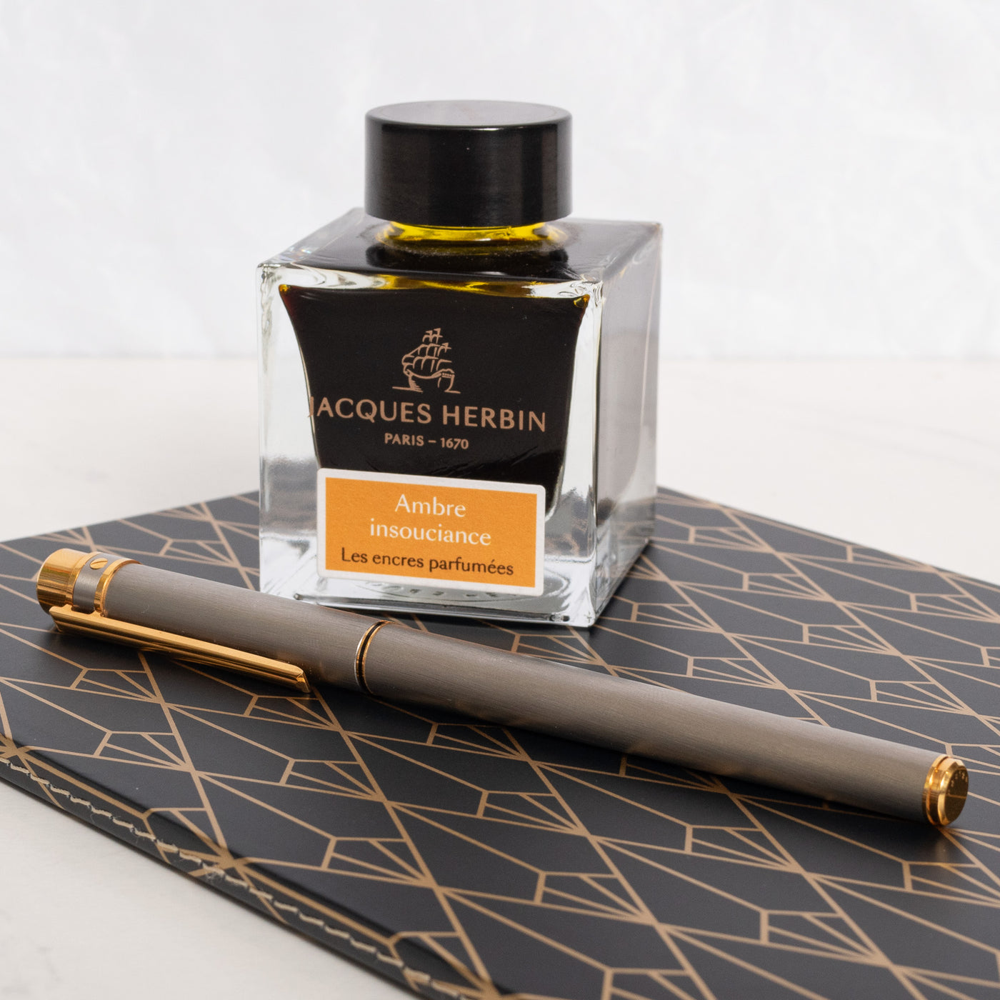 2000s Santos Model Fountain Pen by Cartier - Satin Steel Body and 18K Gold Nib