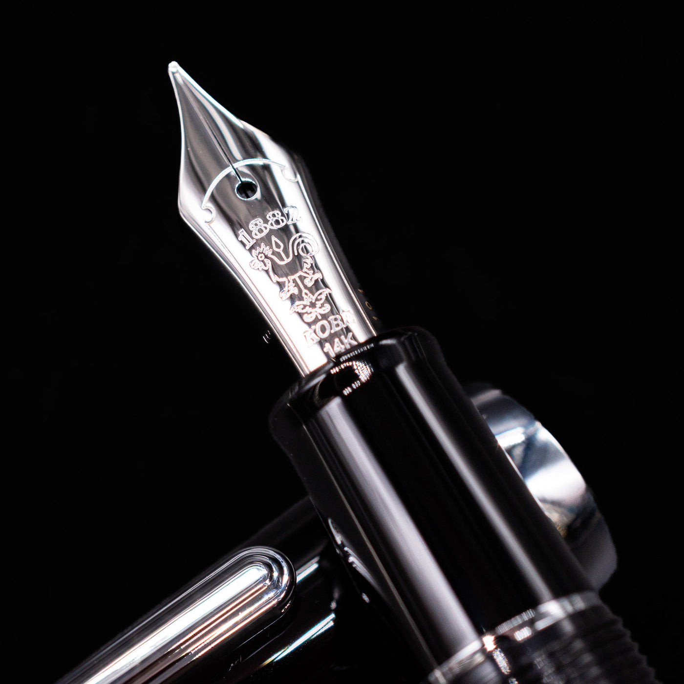 A macro shot of the nib with its intricate detailing and logo engraving for the Nagasawa Original Limited Edition Fountain Pen - Engrave Kou.