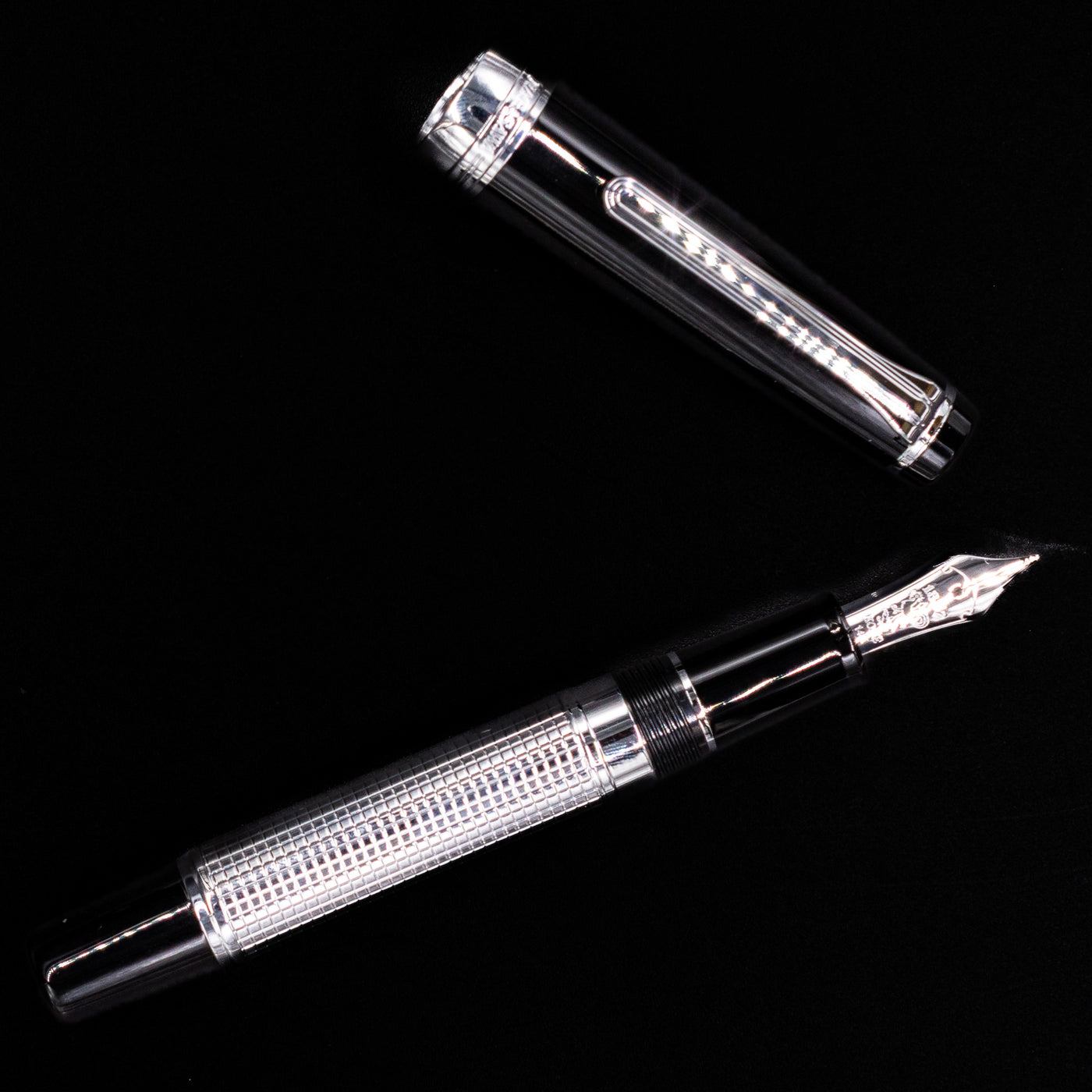 An overhead view of the Nagasawa Original Limited Edition Fountain Pen - Engrave Kou uncapped.