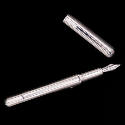 An overhead view of the Nahvalur Dracula Fountain Pen uncapped.