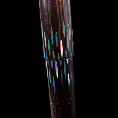 A close-up shot of the raden pattern around the Nahvalur Ikkaku Urushi Fountain Pen - Ye Yu.