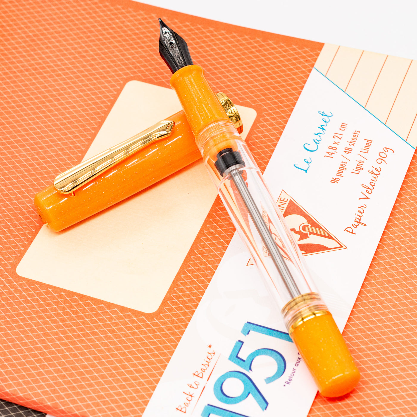 Nahvalur Original Plus Fountain Pen - Garibaldi Orange vacuum filled