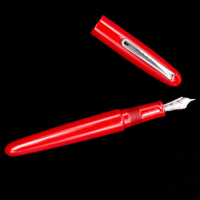 An overhead view of the Nakaya Portable Writer Fountain Pen - AraiShu uncapped.