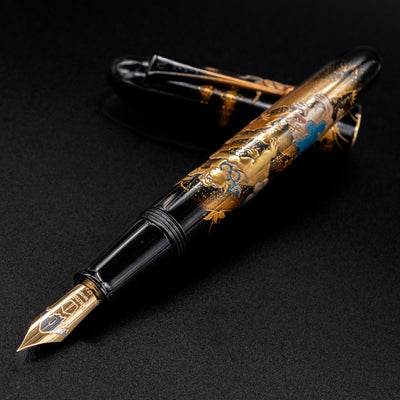 Namiki Yukari Royale Lioness and Cubs Fountain Pen uncapped