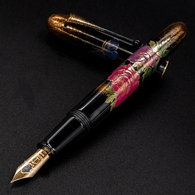 Namiki Yukari Royale Peony Fountain Pen uncapped