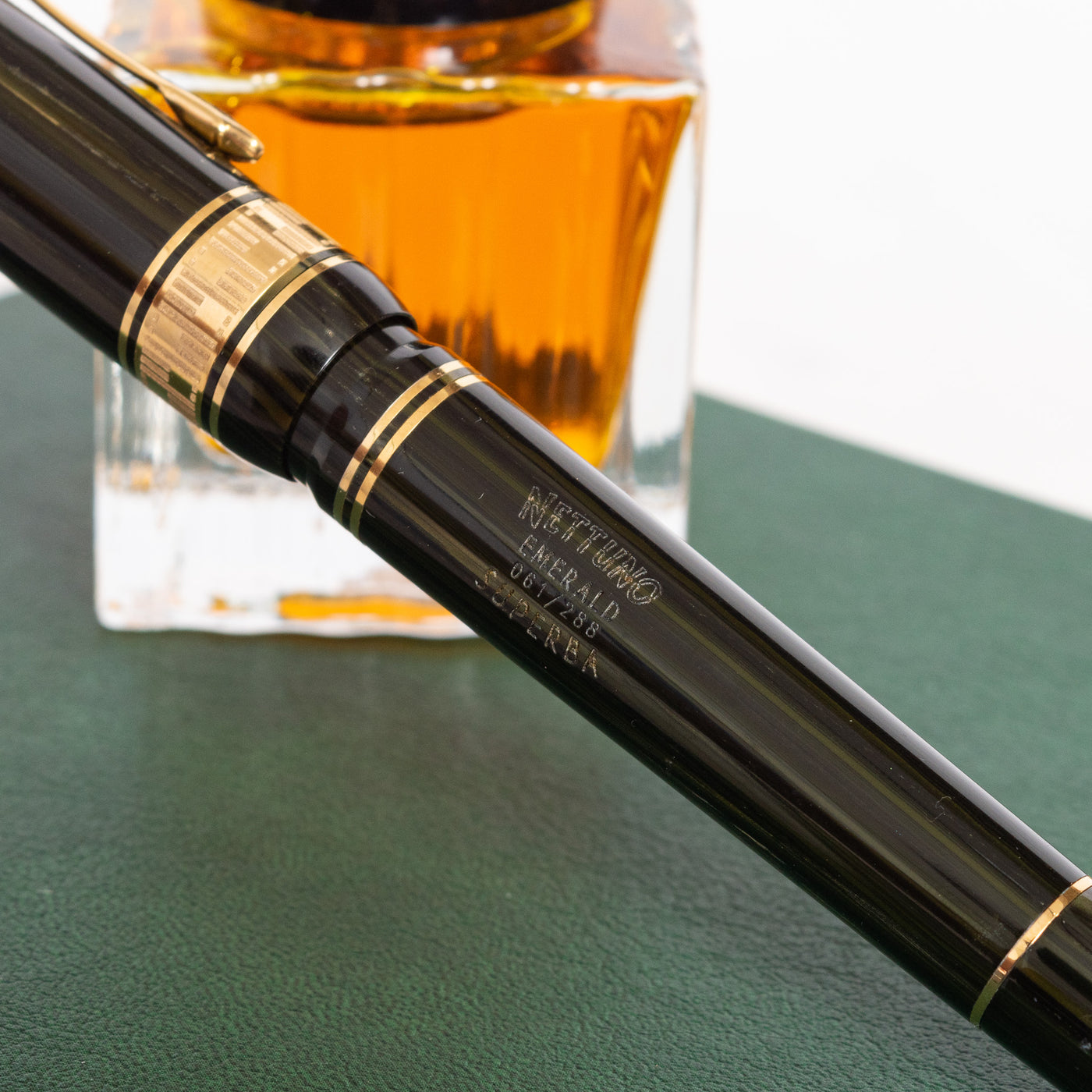 Nettuno Superba Emerald Celluloid Fountain Pen engraving