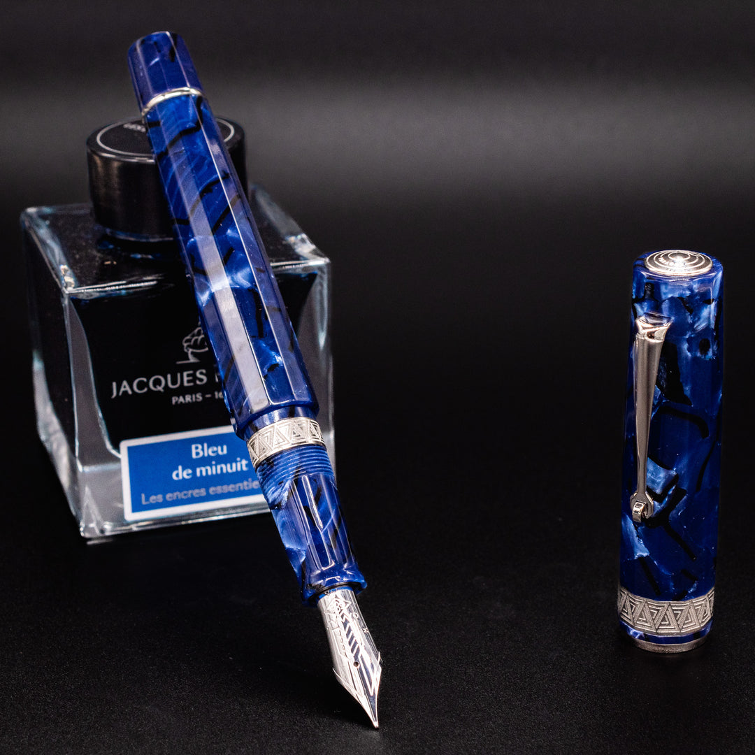 OMAS Paragon Blue Royale Silver Fountain Pen | 14k Nib – Truphae