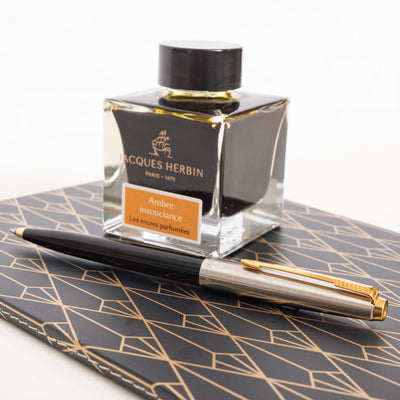 Parker 45 Black & Silver GT Fountain Pen & Ballpoint Pen Set - Preowned BP