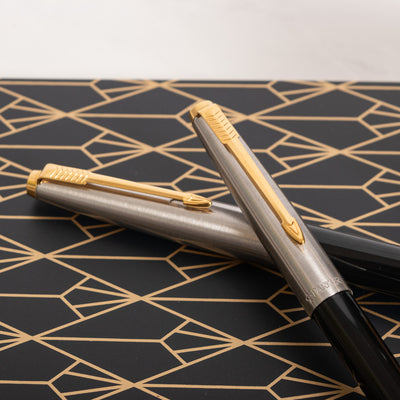 Parker 45 Black & Silver GT Fountain Pen & Ballpoint Pen Set - Preowned Clip