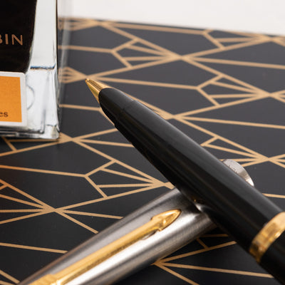 Parker 45 Black & Silver GT Fountain Pen & Ballpoint Pen Set - Preowned FP Nib