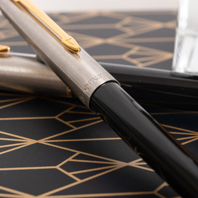 Parker 45 Black & Silver GT Fountain Pen & Ballpoint Pen Set - Preowned Logo
