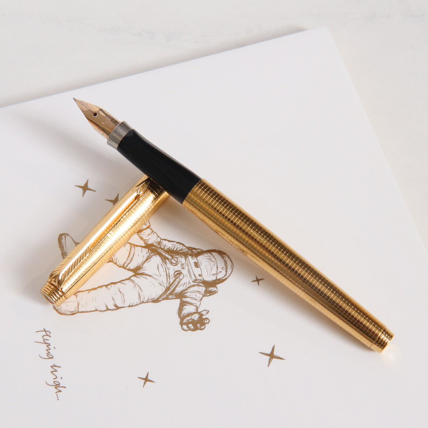 Louis Vuitton gold plated pen set by ST Dupont fountain pen and ballpoint