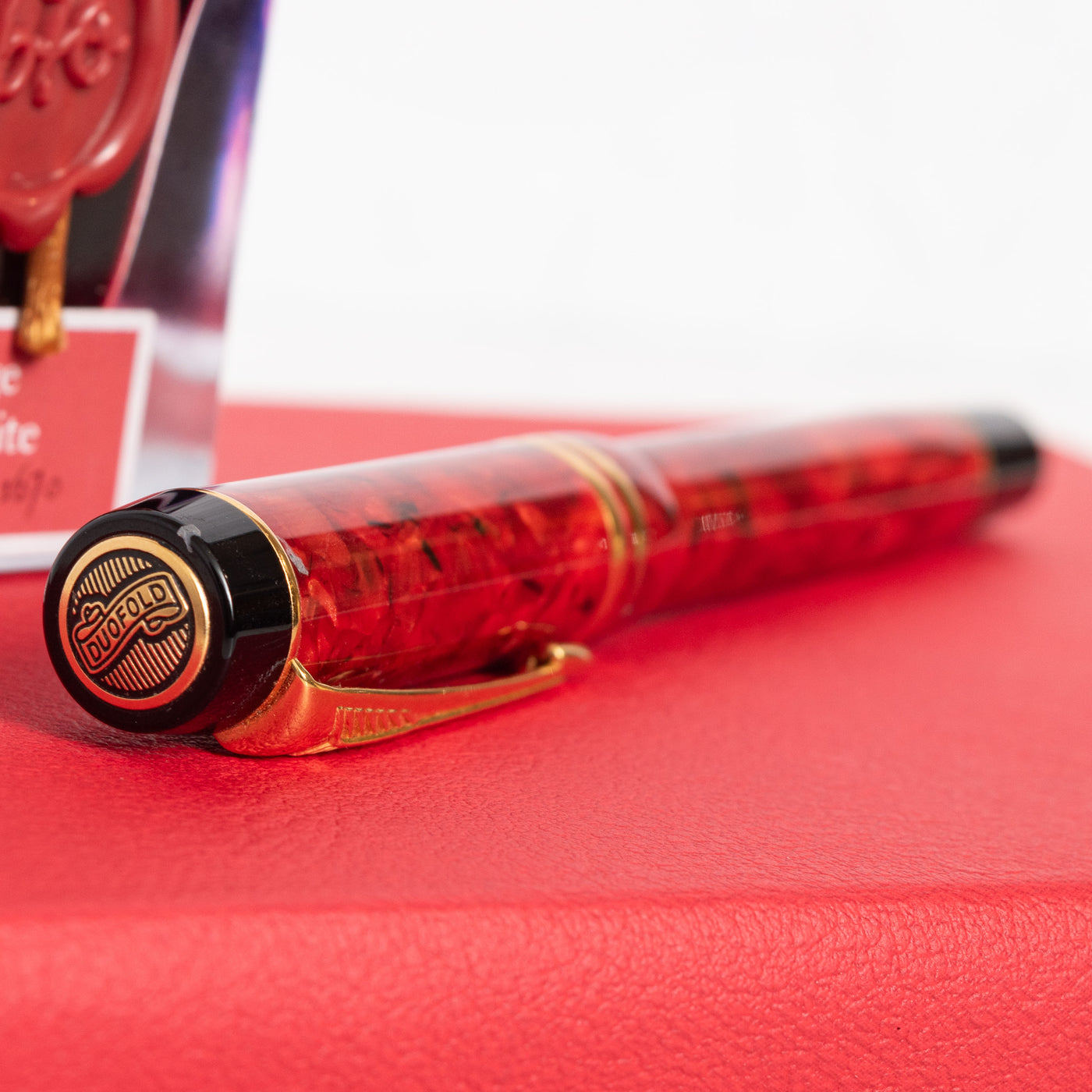 Parker Duofold International Jasper Red Fountain Pen clip detail