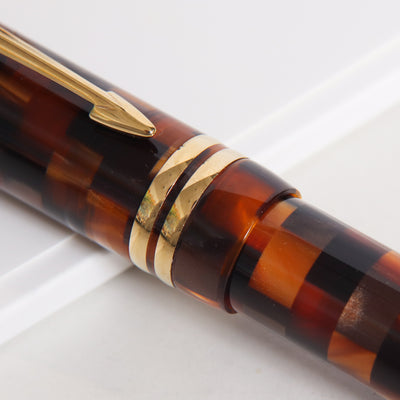 Parker Duofold Centennial Amber Check Fountain Pen - Preowned Center Band