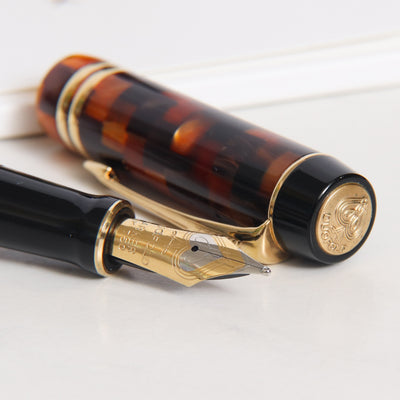 Parker Duofold Centennial Amber Check Fountain Pen - Preowned Nib Details