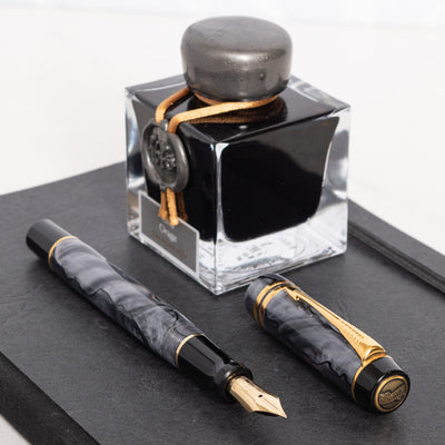 Parker Duofold Centennial Grey Pearl Fountain Pen gold nib