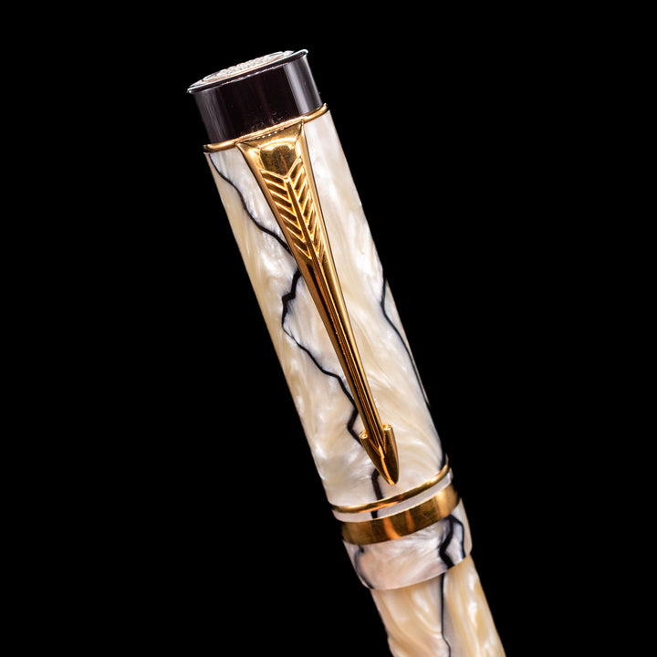 Parker Duofold Centennial Pearl & Black Fountain Pen - Preowned
