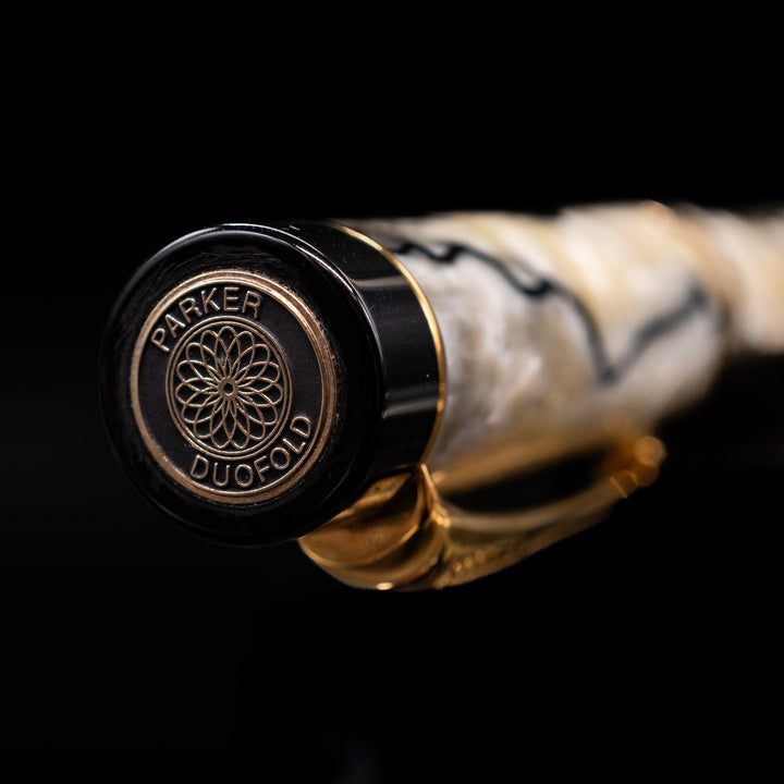 Parker Duofold Centennial Pearl & Black Fountain Pen - Preowned