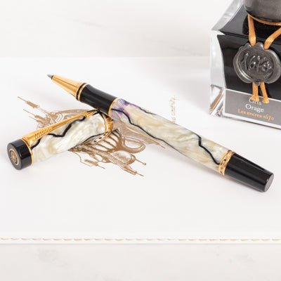 Parker Duofold Pearl & Black Rollerball Pen white