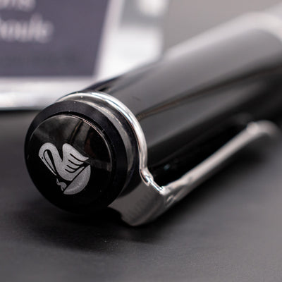 Pelikan Classic M215 Fountain Pen - Black with Silver Rings cap top