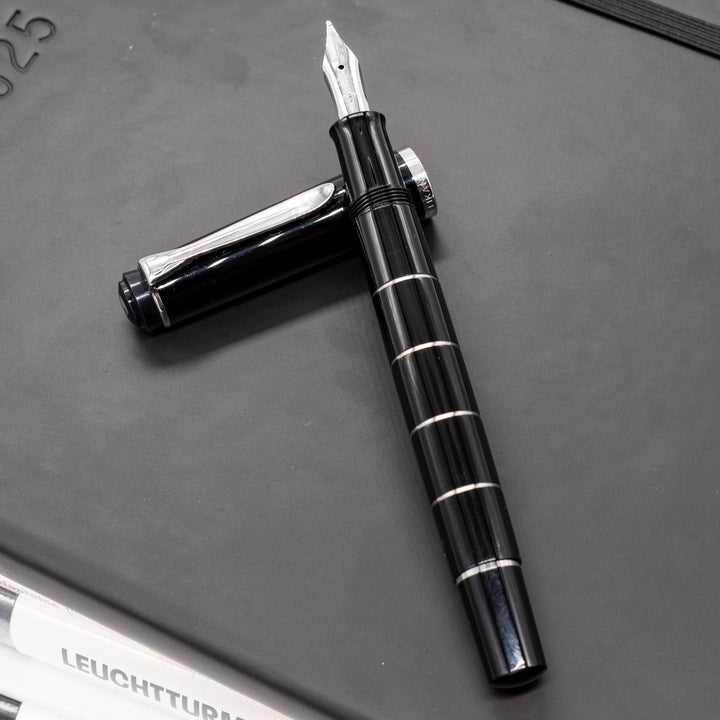 Pelikan Classic M215 Fountain Pen - Black with Silver Rings – Truphae