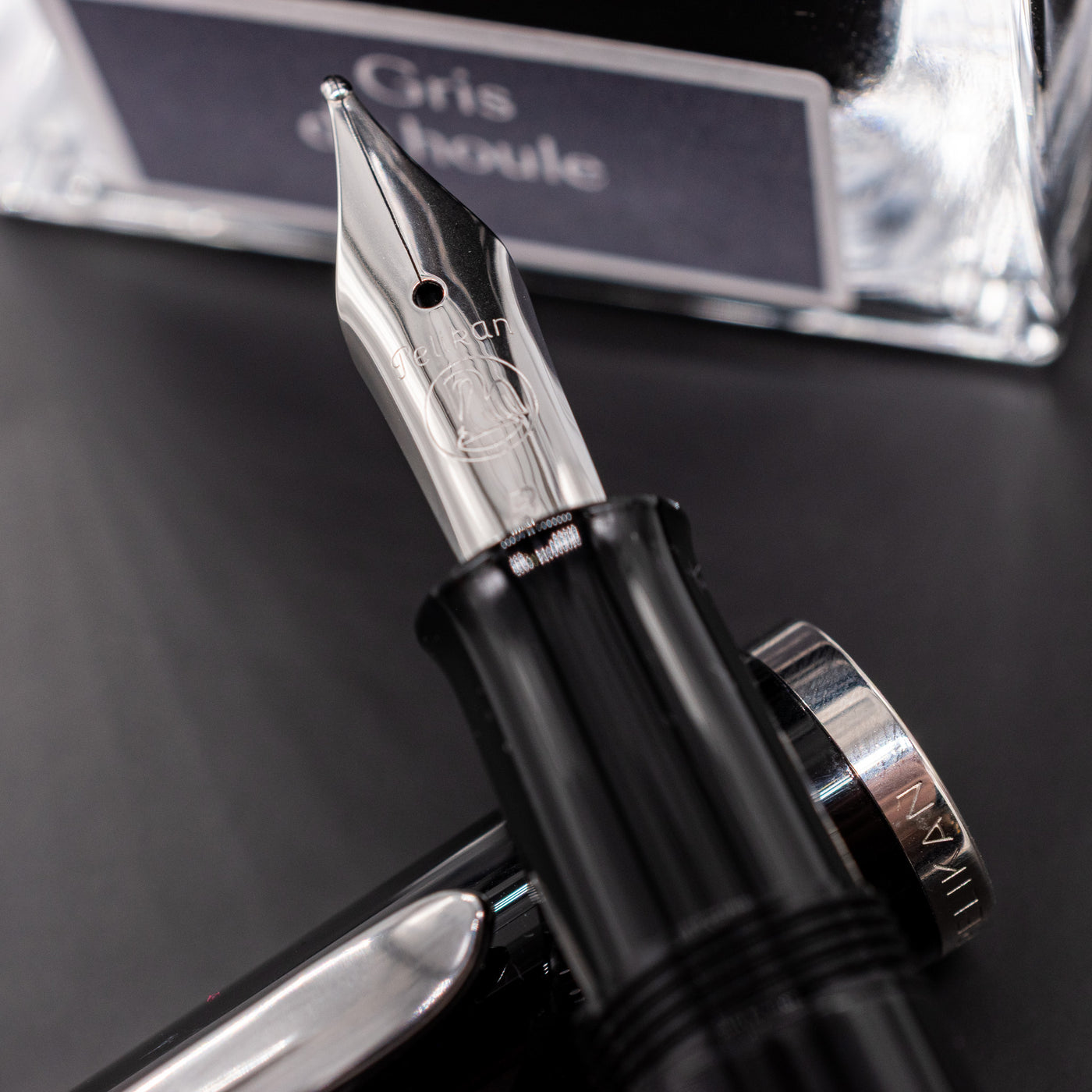 Pelikan Classic M215 Fountain Pen - Black with Silver Rings stainless steel nib