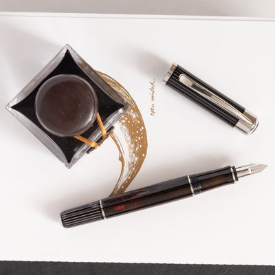Pelikan Ductus Silver Fountain Pen Custom by District Urushi Brown